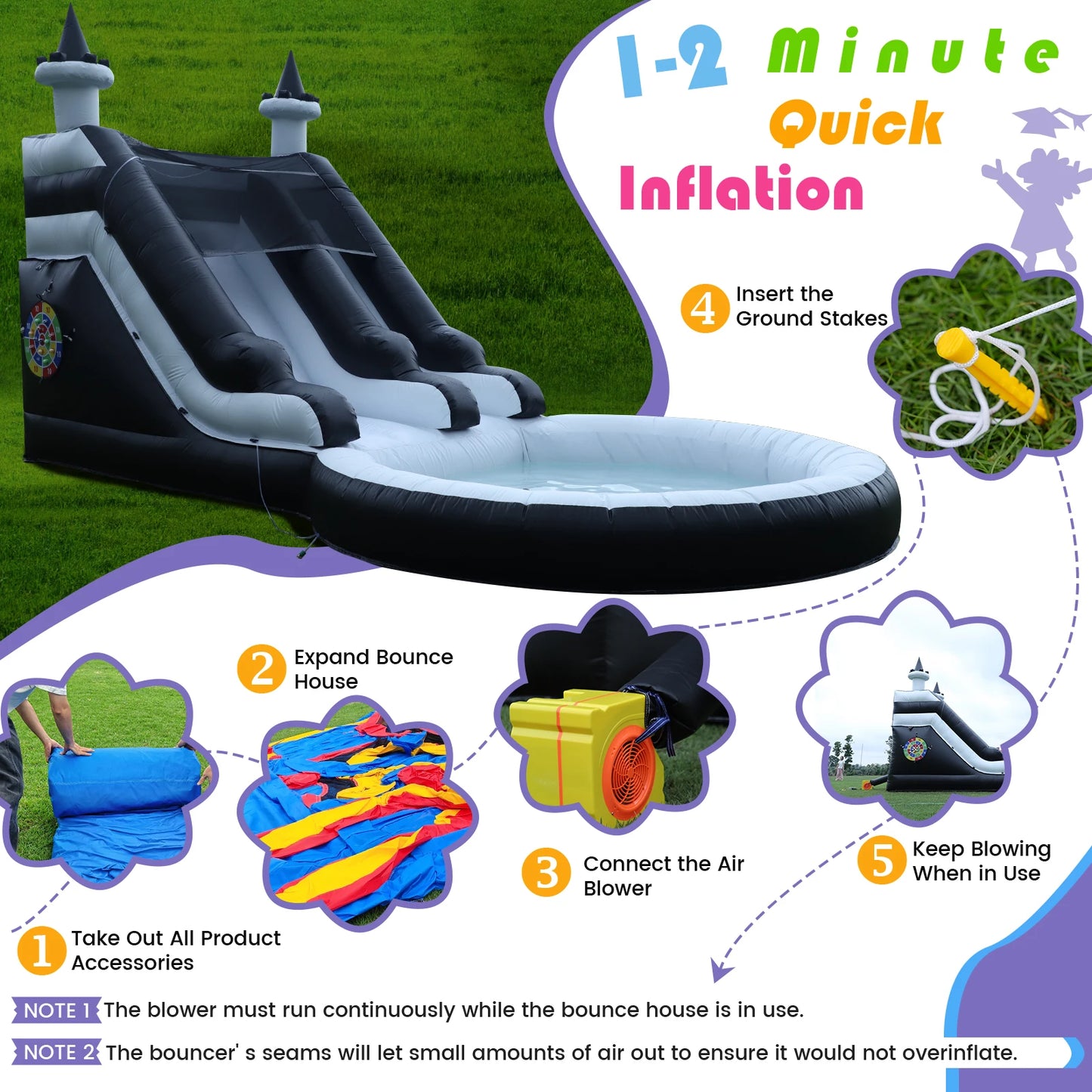 King Inflatable Water Slide With Big Pool For Kids Fun
