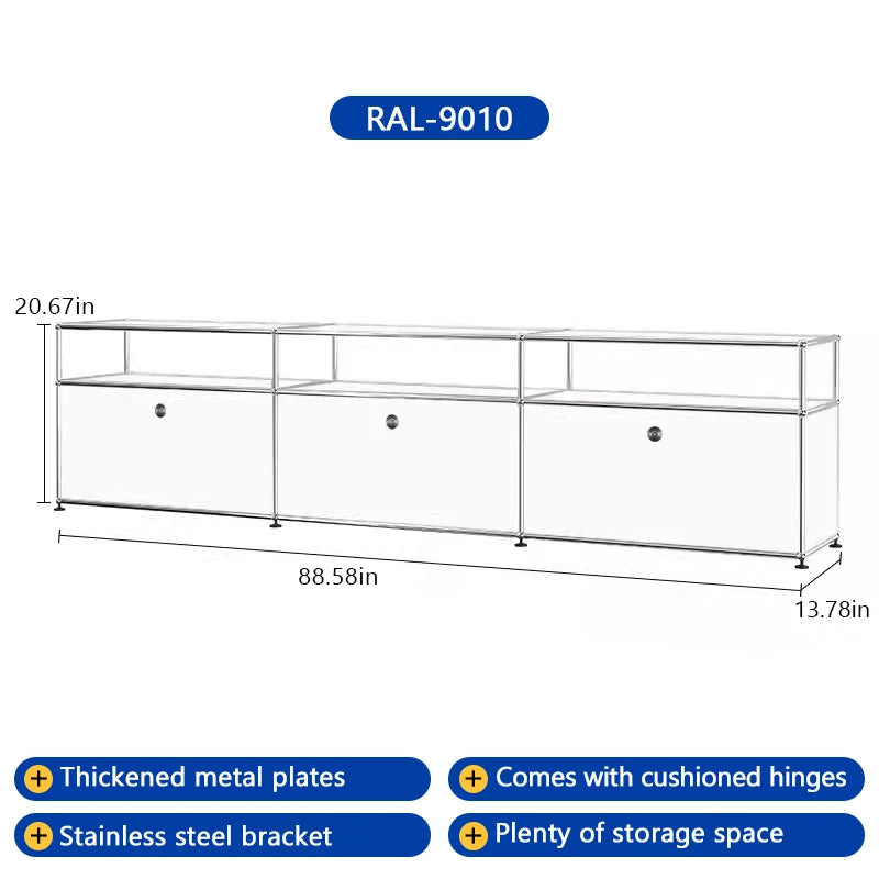 Bigcityfur Stainless Steel Storage Cabinet Modern Metal Sideboard