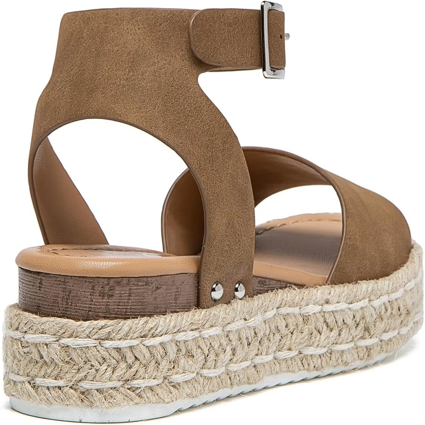 Athlefit Womens Platform Espadrille Wedge Sandals Open Toe Buckle
