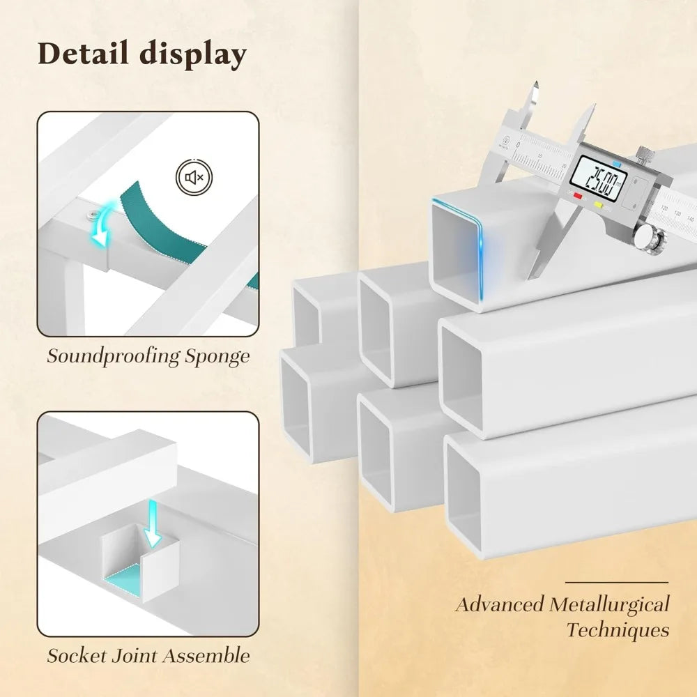 Angduo Metal Bed Frame With LED Headboard And Bed Storage