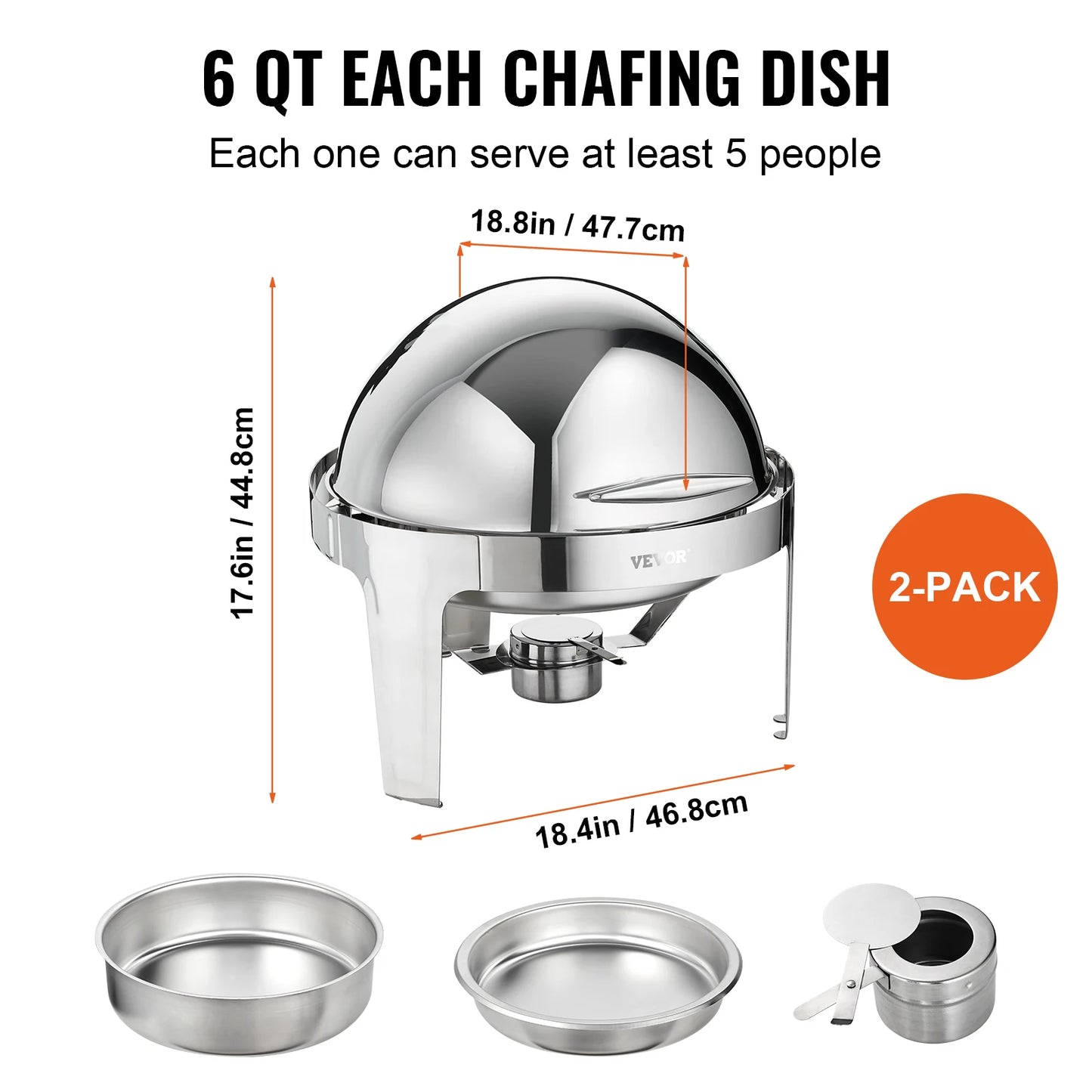SucceBuy Roll Top Chafing Dish Buffet Set Stainless Steel Chafer