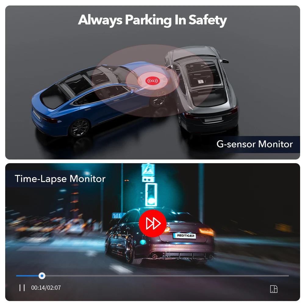 Redtige F9 Dash Cam 4K Front And Rear GPS WiFi Parking Mode