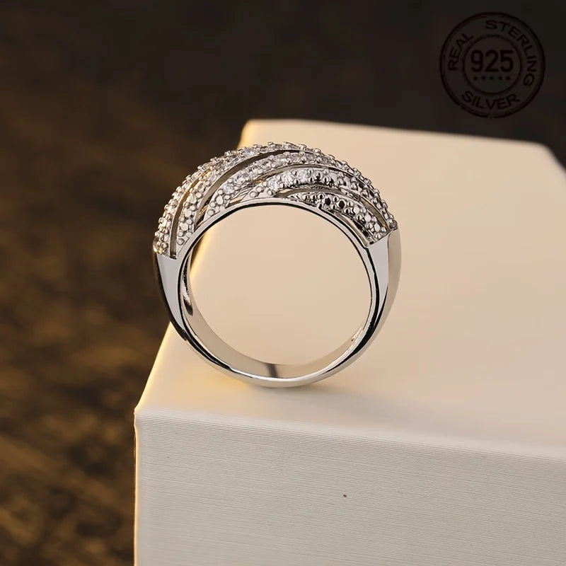 WPOOCC 925 Sterling Silver Gold Plated Zirconia Wedding Ring Set