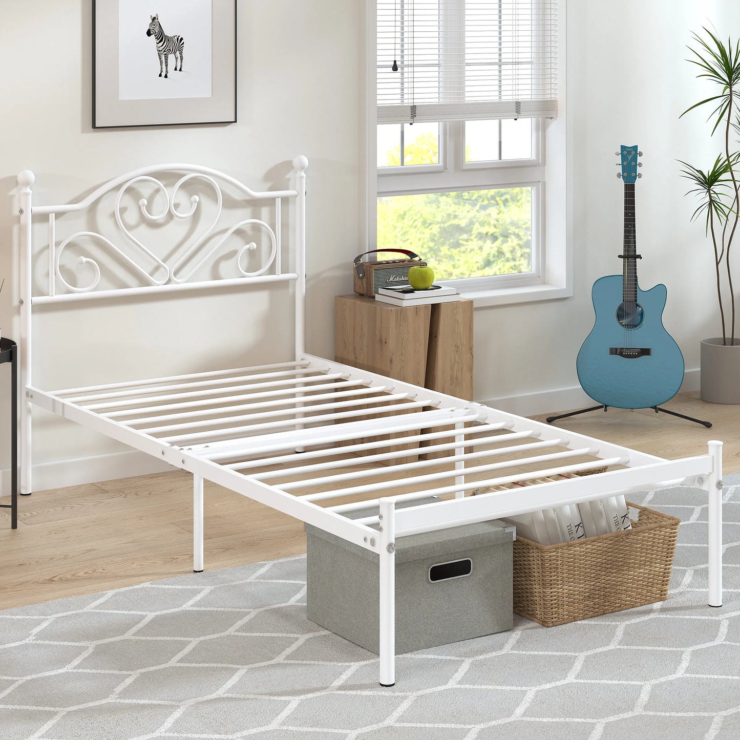 Merronix Heavy Duty Metal Platform Bed Frame With Headboard