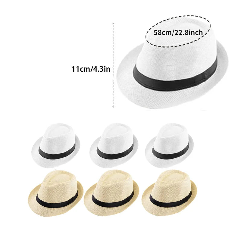 XMSJ Straw Fedora Hat Unisex Panama Rollup Wedding