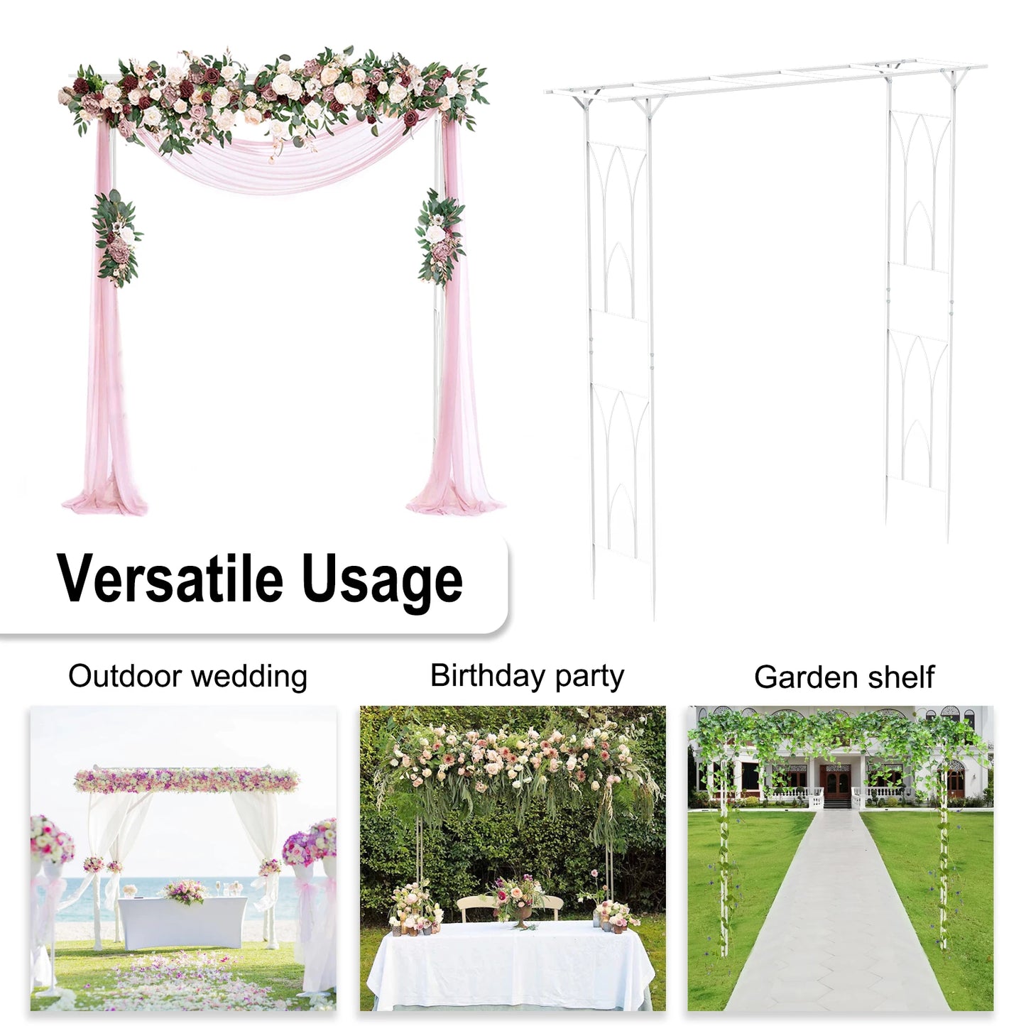 Frame Garden Arch Metal Wedding Arbor Trellis Pergola