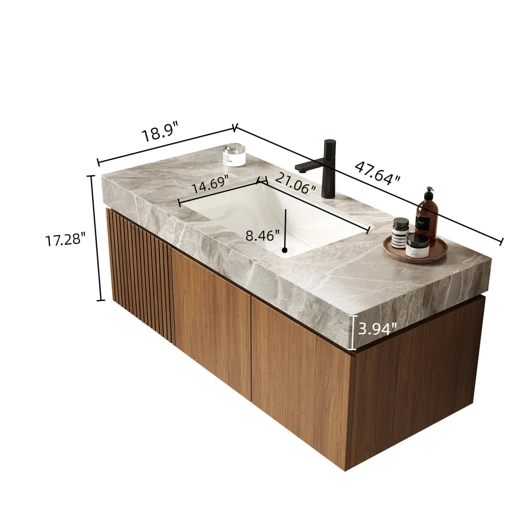 LWO Bathroom Vanity With Sink Wall Mounted Plywood Cabinet
