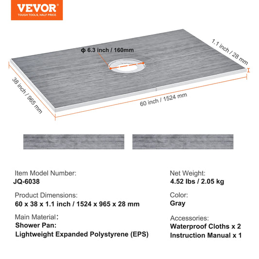 SucceBuy Lightweight EPS Shower Curb Kit And Shower Pan Kit