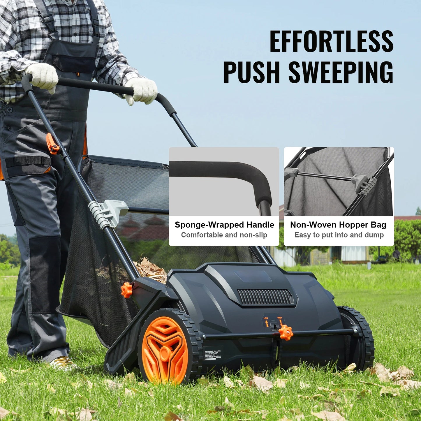 SucceBuy Tow Behind Lawn Sweeper With Adjustable Sweeping Large Capacity