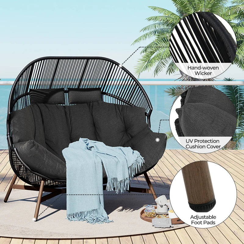 Grand Patio Outdoor Wicker Egg Chair With Cushion For Patio