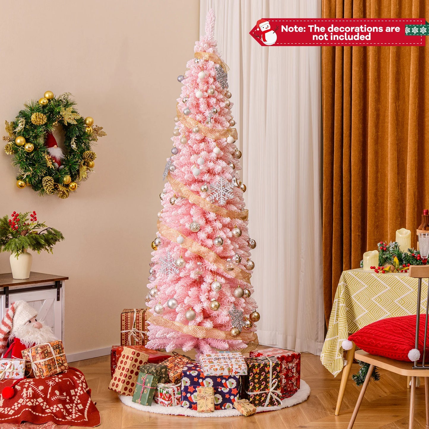 LIFEZEA Pencil Shape Christmas Tree Artificial Holiday Decoration