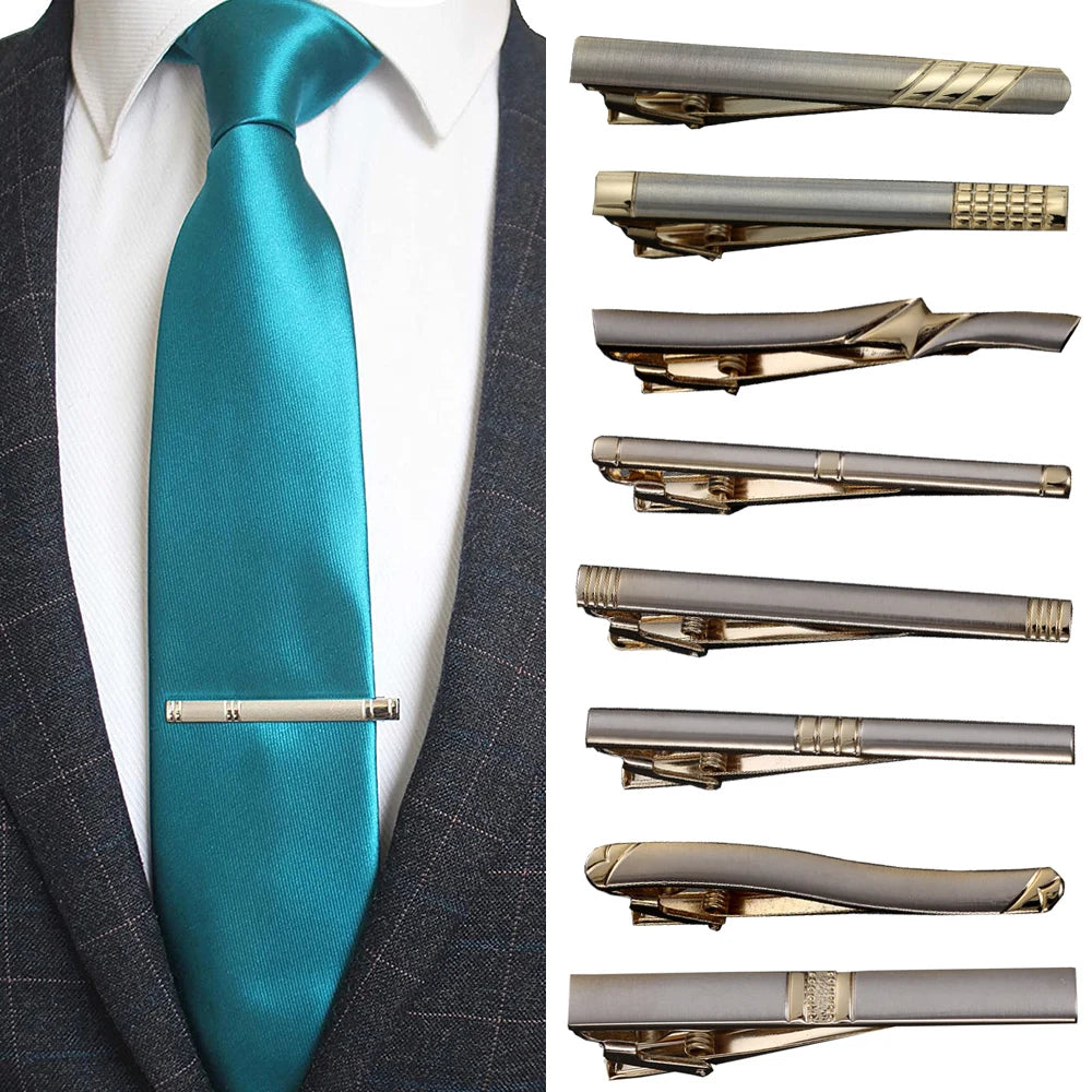 Luxury Metal Tie Clip For Men Crystal Bar Clasp