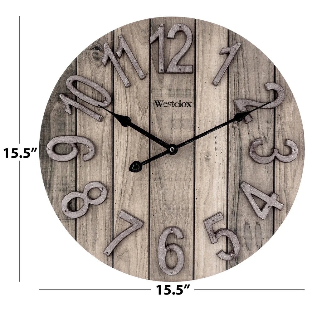 Rustic Wood Grain Wall Clock Analog Quartz Decor Living Rooms