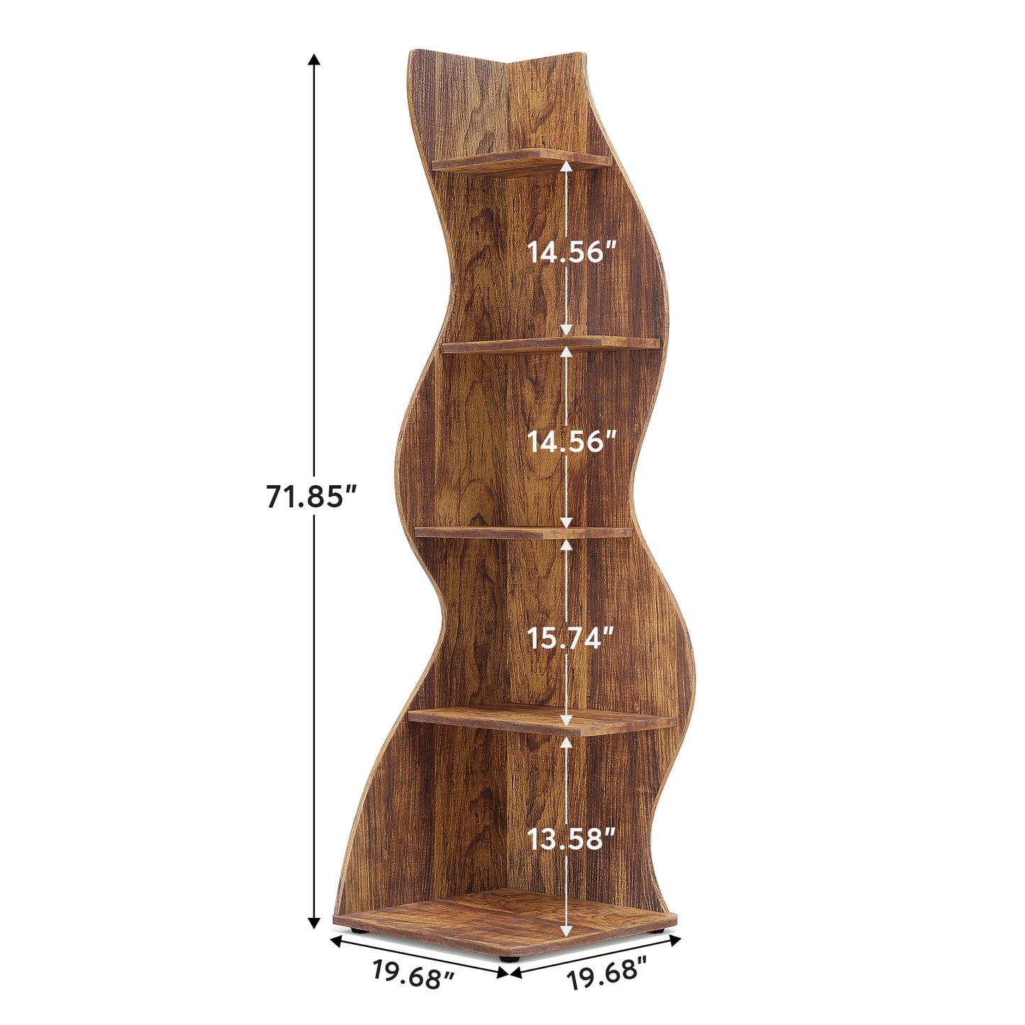 Tribesigns Rustic Five Tier Corner Bookshelf Wall Shelf Living Room