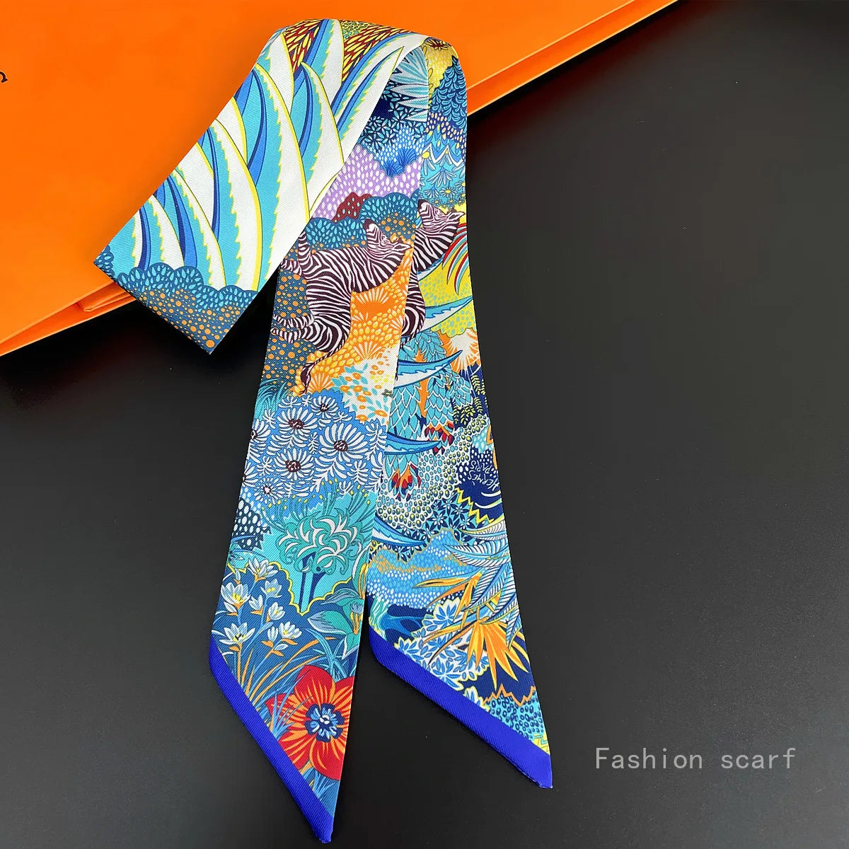 Korean Style Botanical Jungle Horse Print Polyester Scarf for Women
