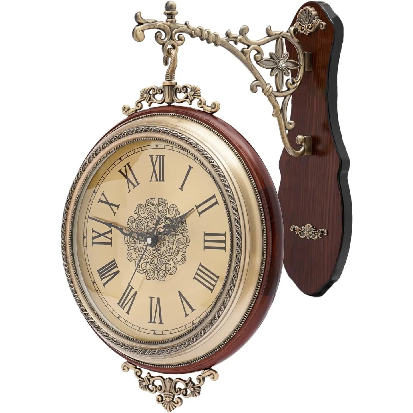 Double Sided European Style Alloy Wall Clock Silent NonTicking