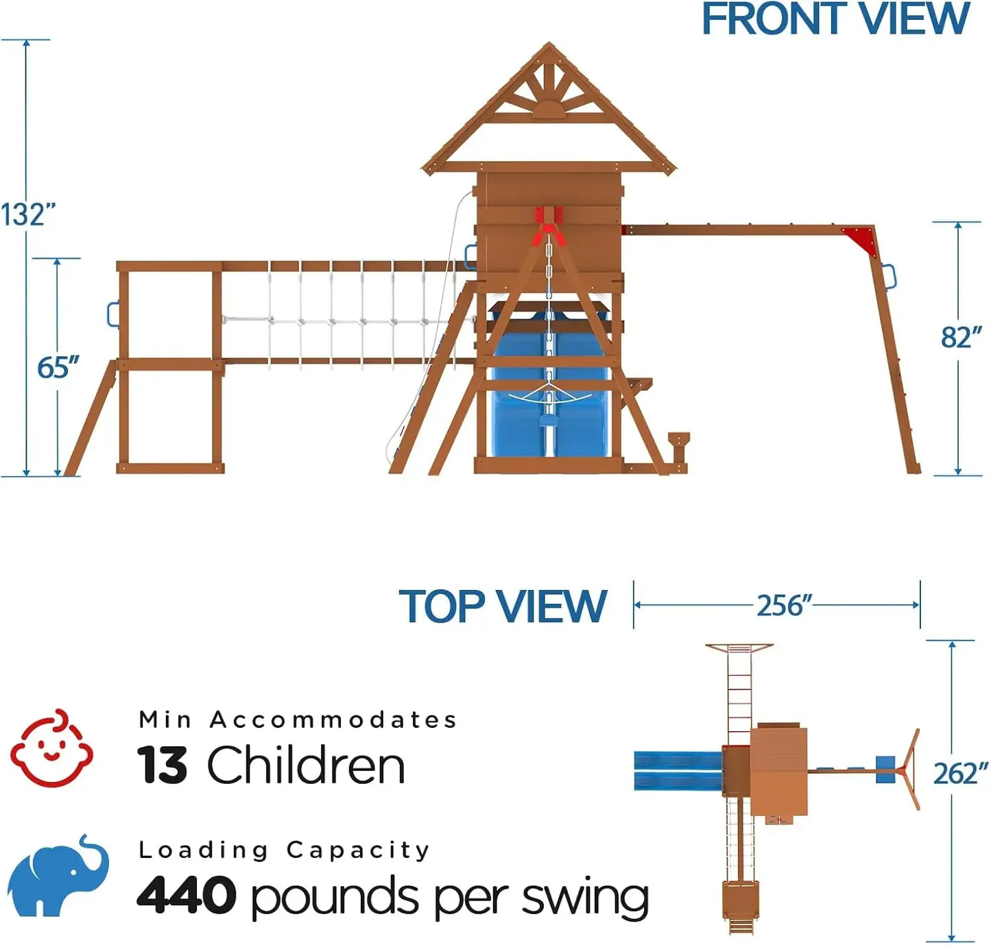 Swing Sets for Backyard With Plank Bridge and Monkey Bar