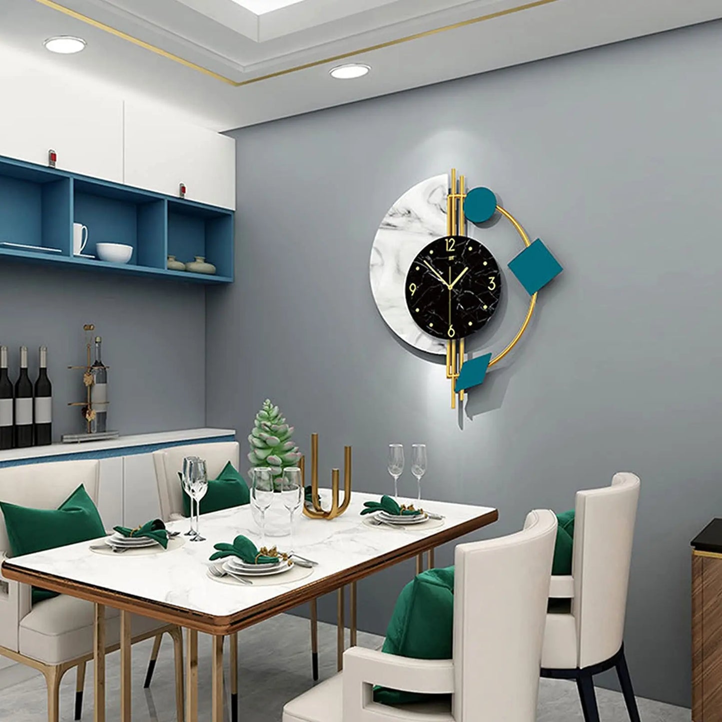 Marble Wall Clock Nordic Style Silent Battery Operated Living Room
