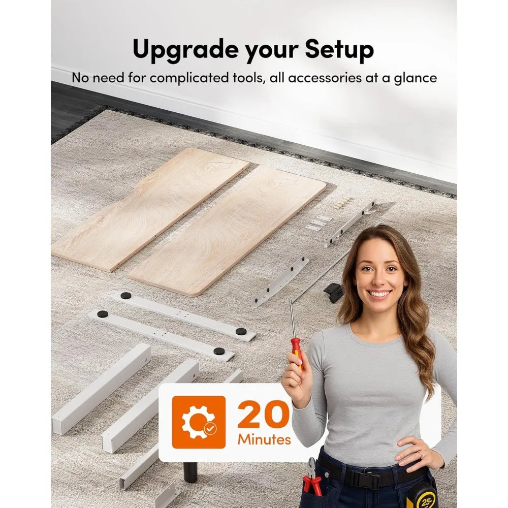 ZHUXIANG Electric Height Adjustable Standing Desk Sit Stand Table