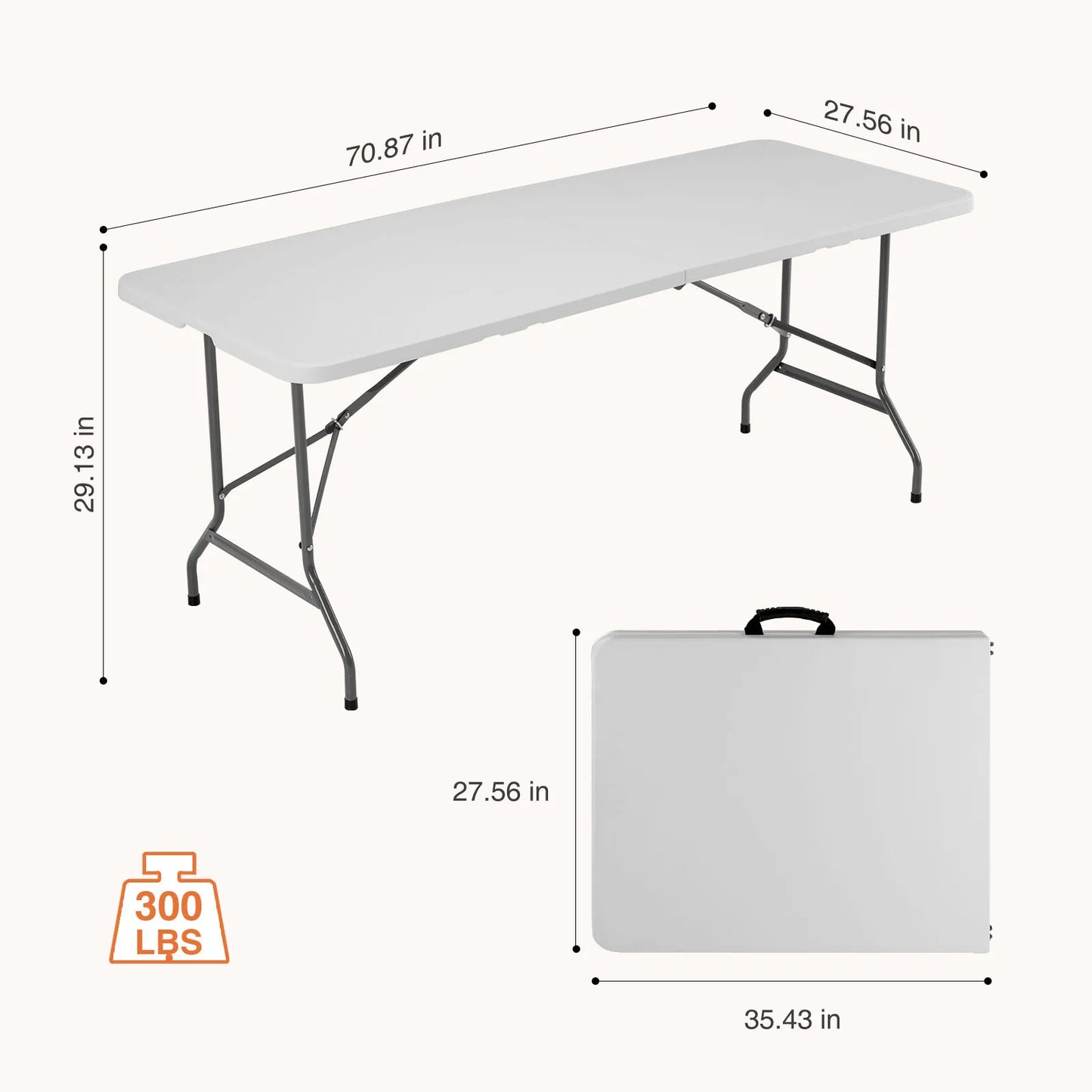 JHK Portable Folding Table With Carry Handle For Camping