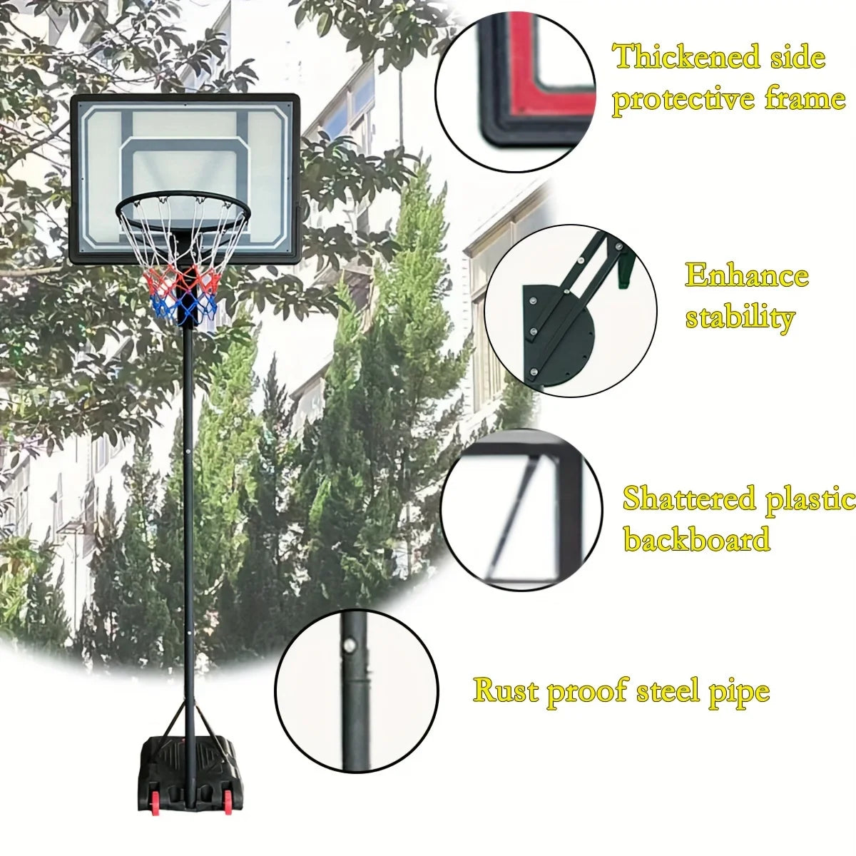 Outdoor Adjustable Portable Basketball Hoop System Pro