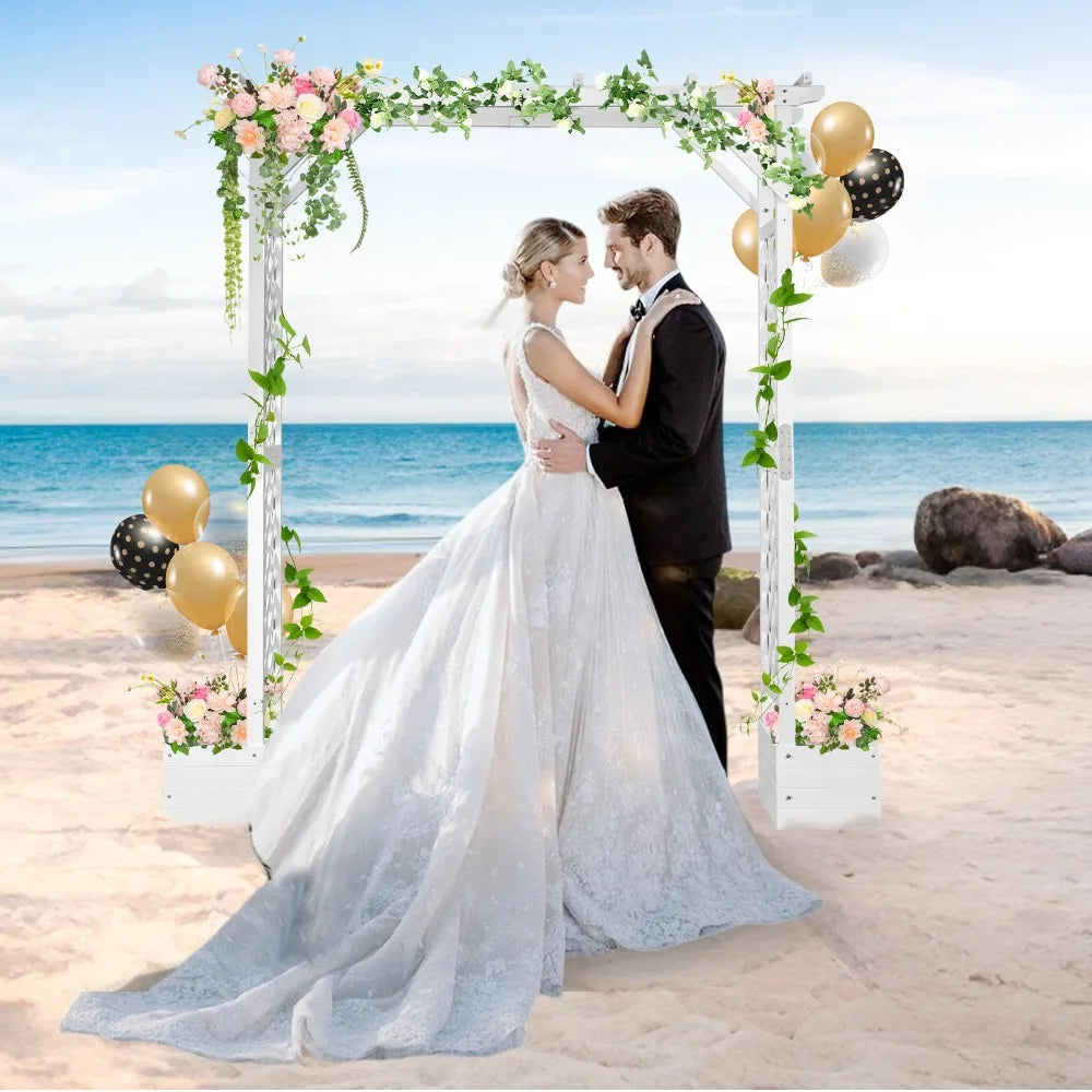 Guangdong Wooden Garden Arch Arbor With Planter Trellis Wedding