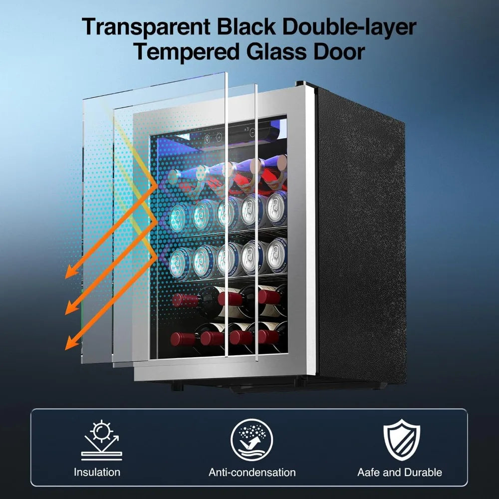 Mini Beverage Fridge With Glass Door And Digital Temperature Control