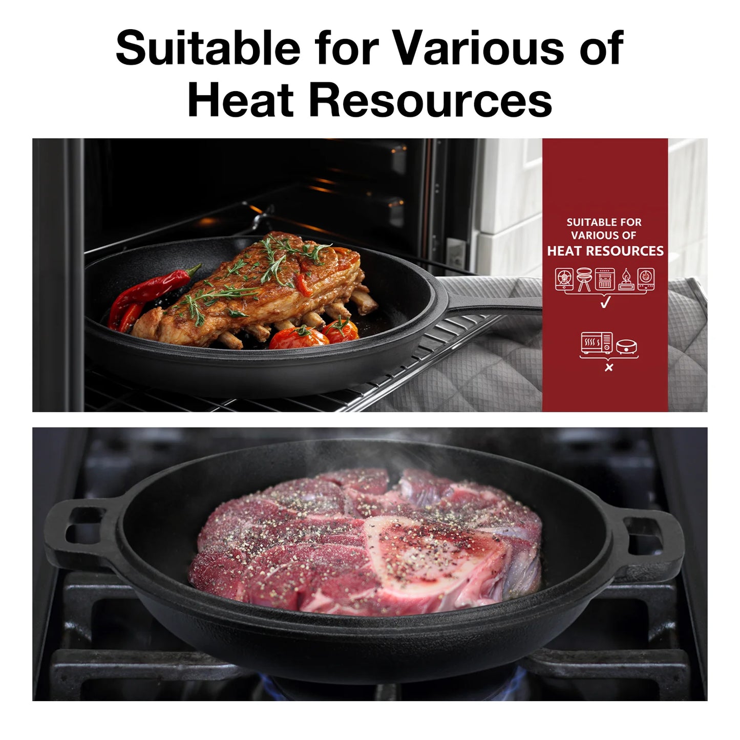 Preseasoned Cast Iron Dutch Oven and Skillet Combo Cookware Set