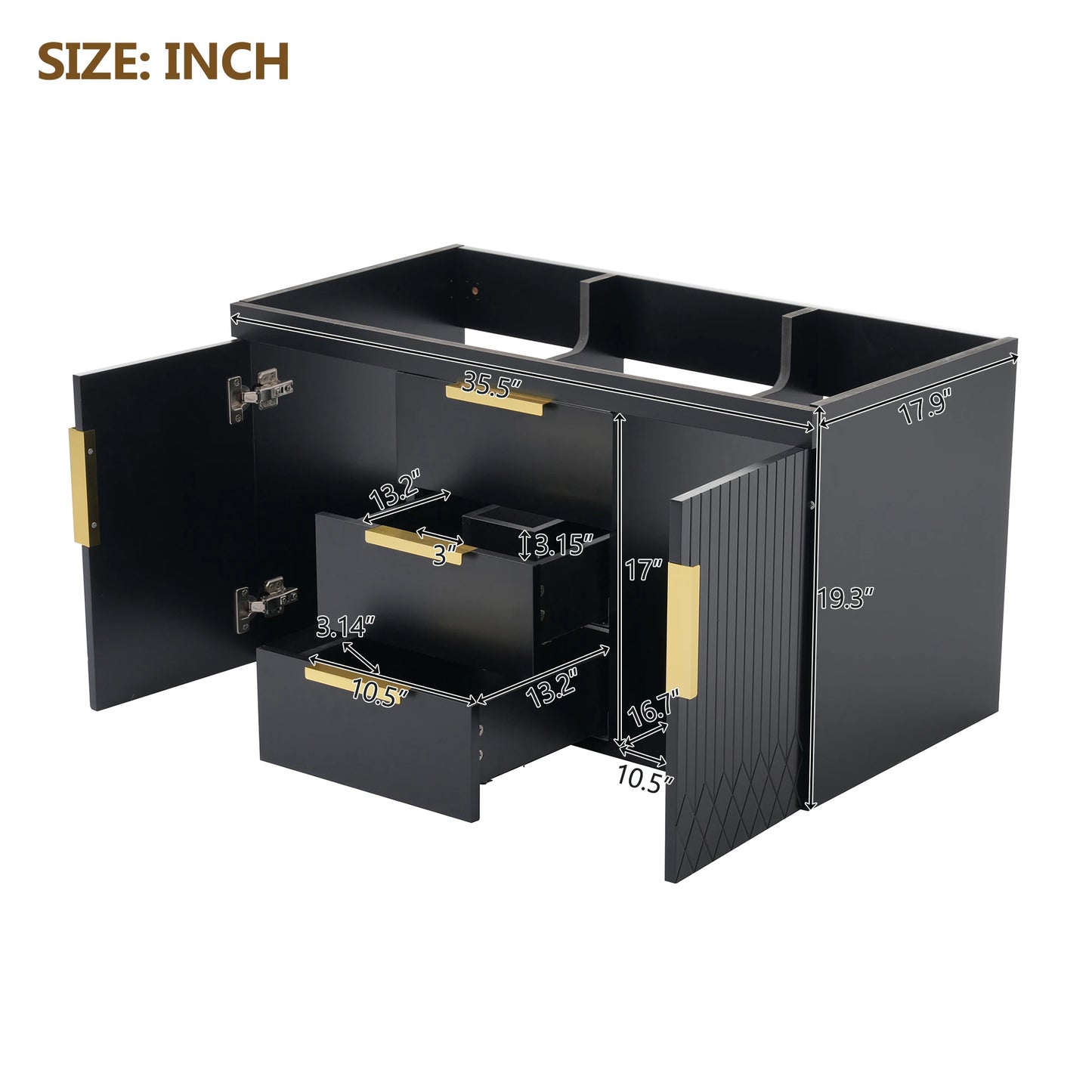 Wall Mounted Floating Bathroom Vanity Cabinet With 2 Drawers