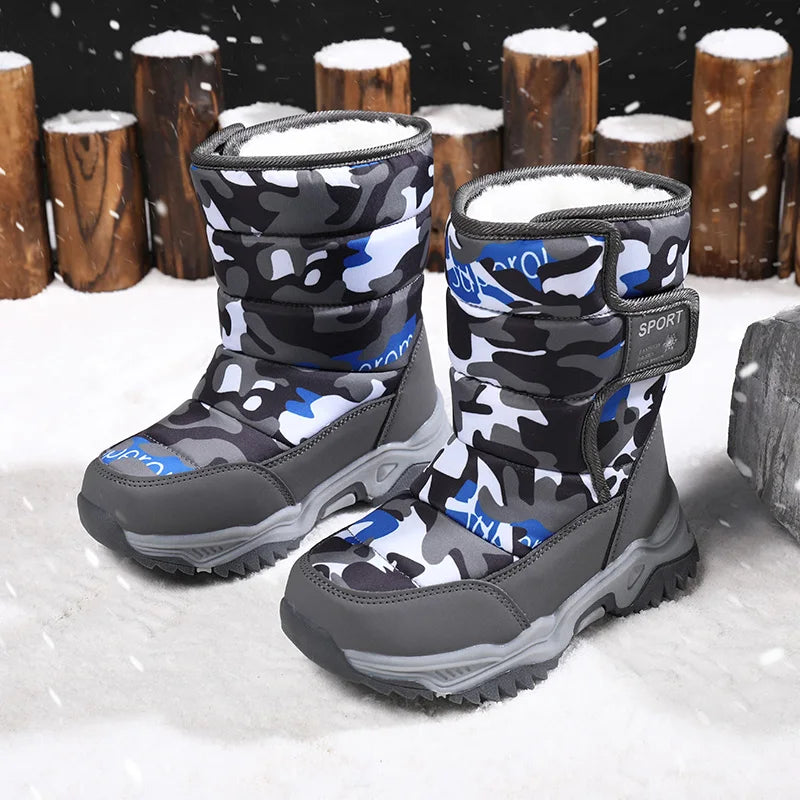 Unisex Plush Winter Snow Boots Waterproof Non Slip