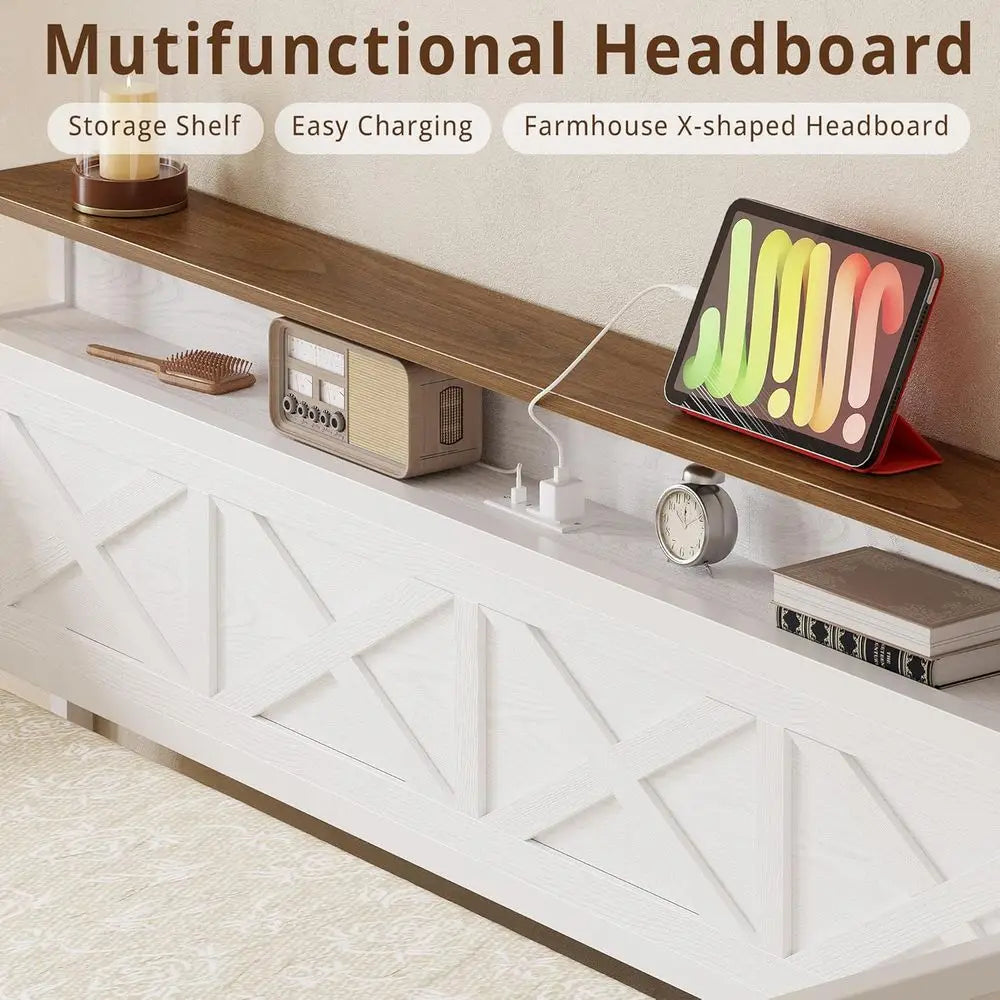 Twin Daybed With Storage Metal Frame Headboard Charging Station