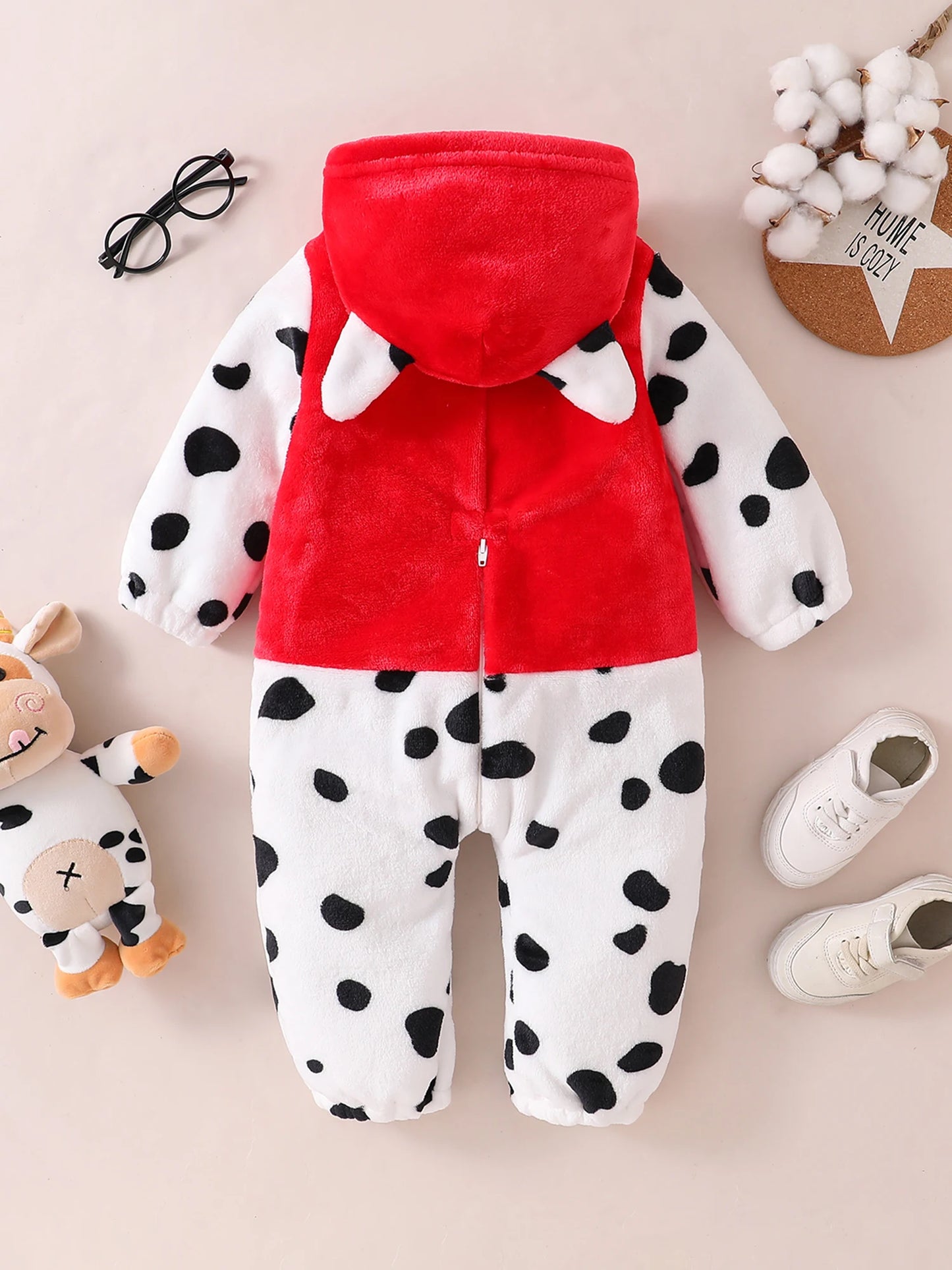 Baby Halloween Cat Costume Fleece Jumpsuit With Hoodie Zipper