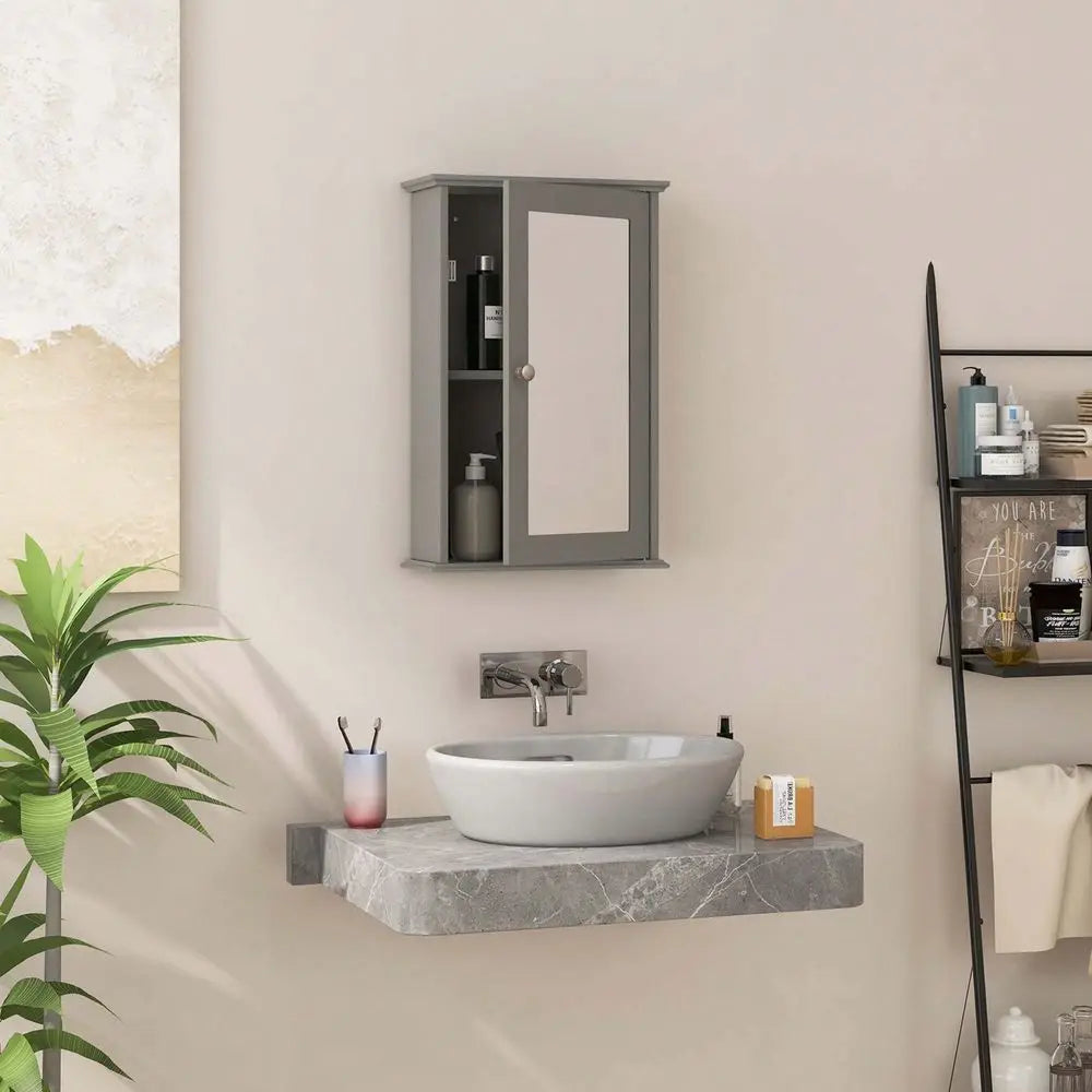Lifezeal Bathroom Wall Cabinet Mirror Door Medicine Cabinet Wood Shelf
