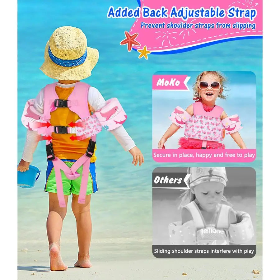 Cartoon Toddler Swim Vest With Crotch Strap Water Wings