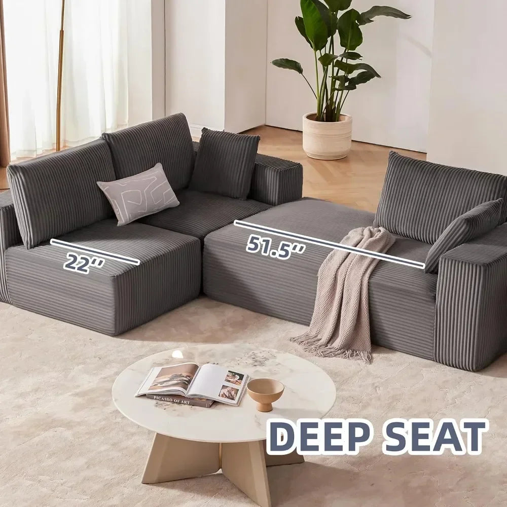 Modern Cloud-Inspired L-Shape Sectional Sofa With Deep Seating And Chaise