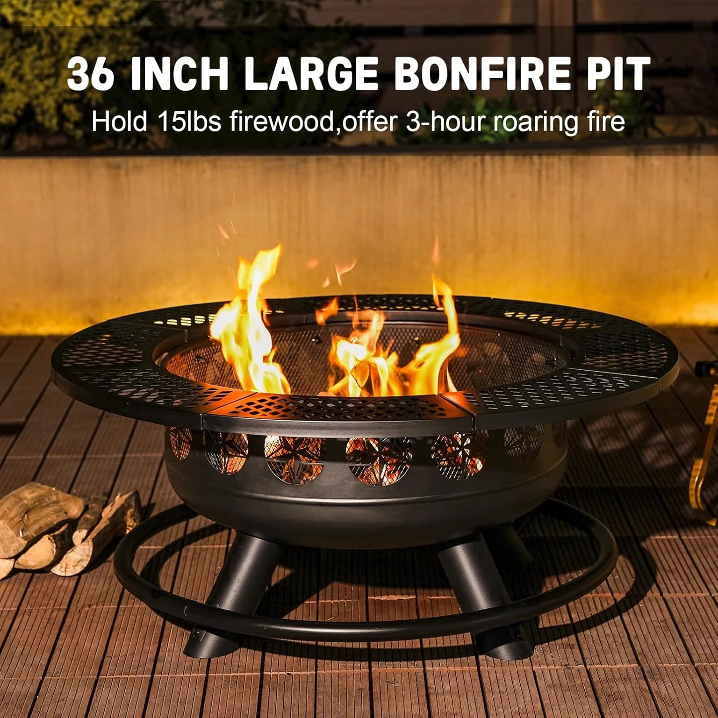 Outdoor Fire Pit With Grills And Lid