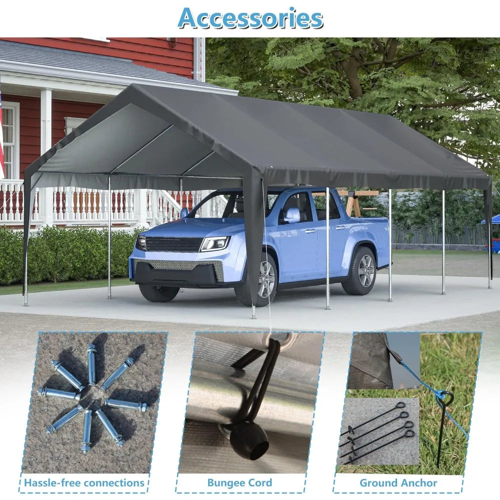 Carport Heavy Duty Canopy With Doors And Windows Portable Garage
