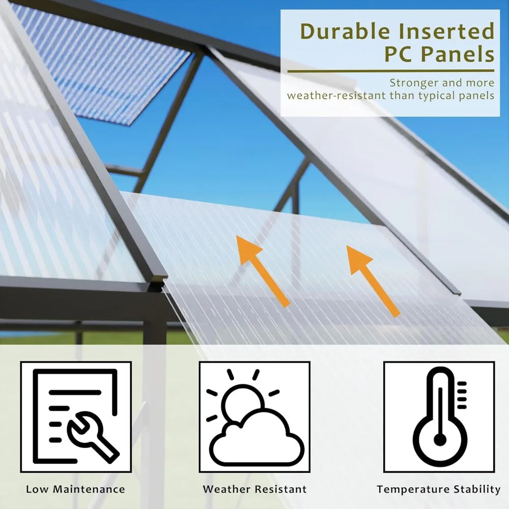 Heavy Duty Polycarbonate Greenhouse With Roof Vent Outdoor