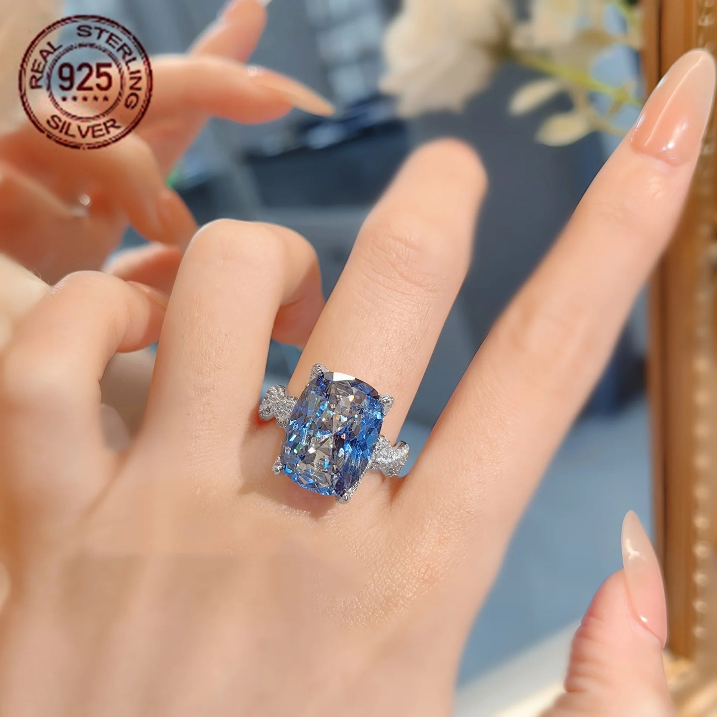 WPOOCC Delicate Lab Grown Emerald Halo Engagement Ring