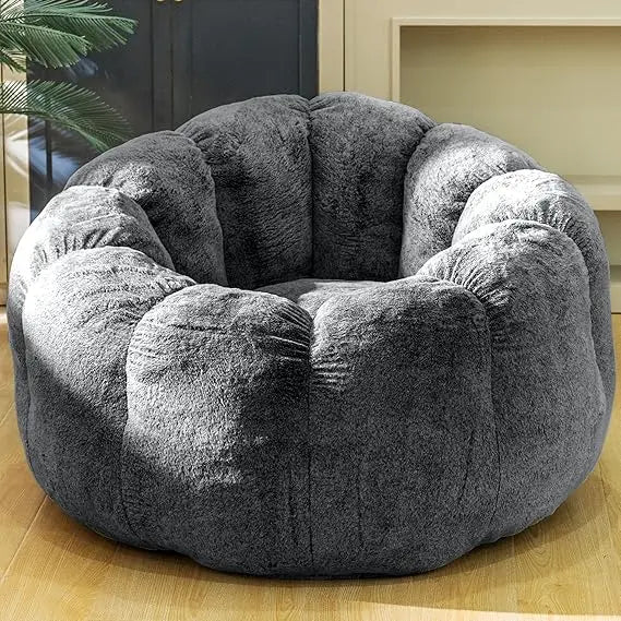 Bean Bag Chair With Filler Faux Fur Memory Foam Lounge Chair Petal Armrest For Bedroom Living Room Dorm