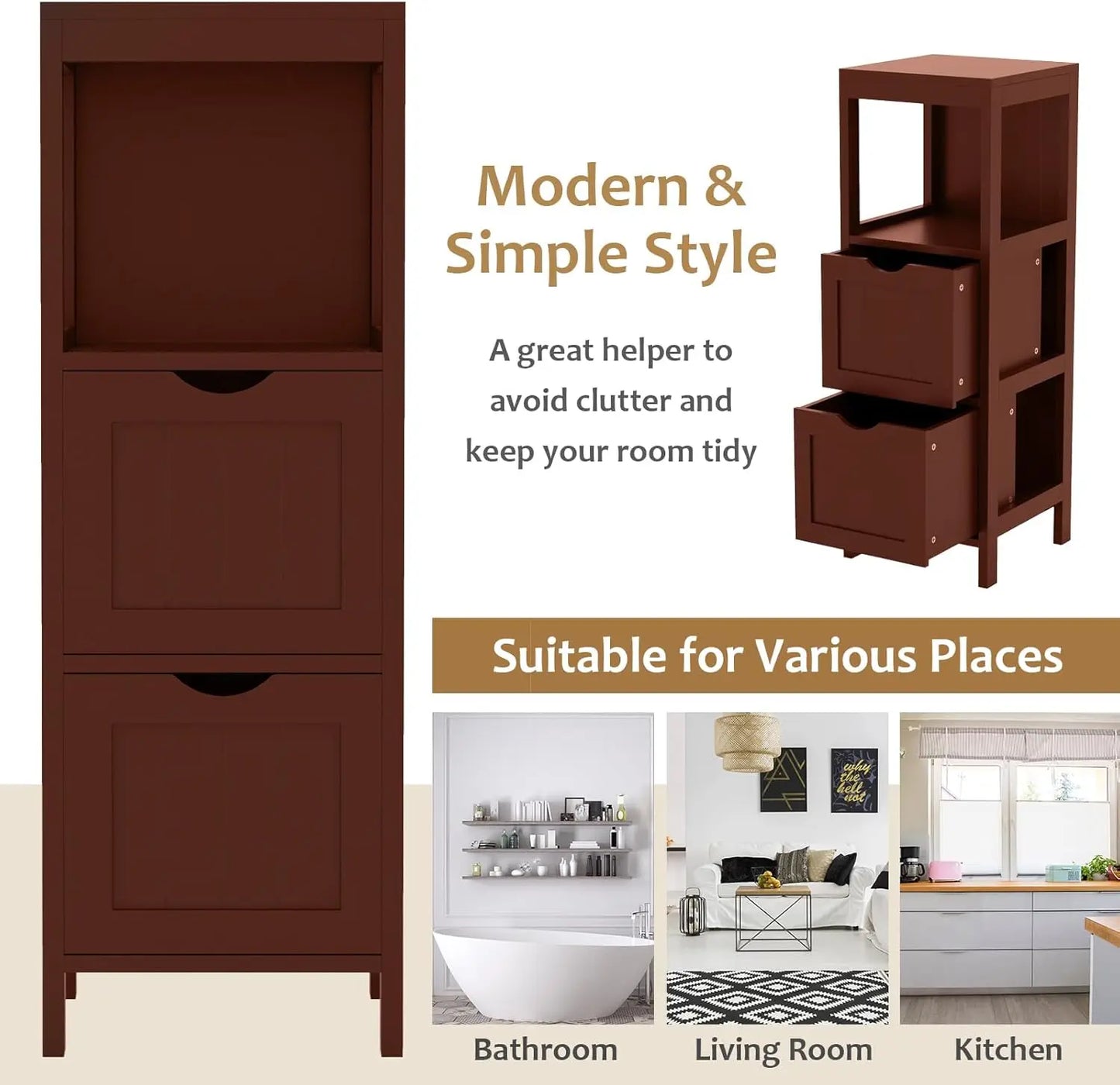 Small Bathroom Storage Cabinet With Detachable Drawers