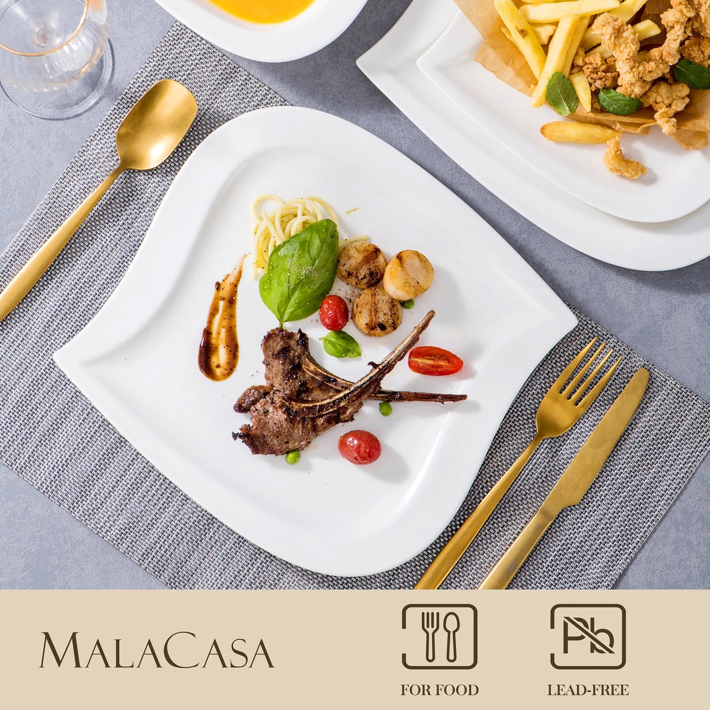 MALACASA Porcelain Dinner Set Tableware Service For Home Use