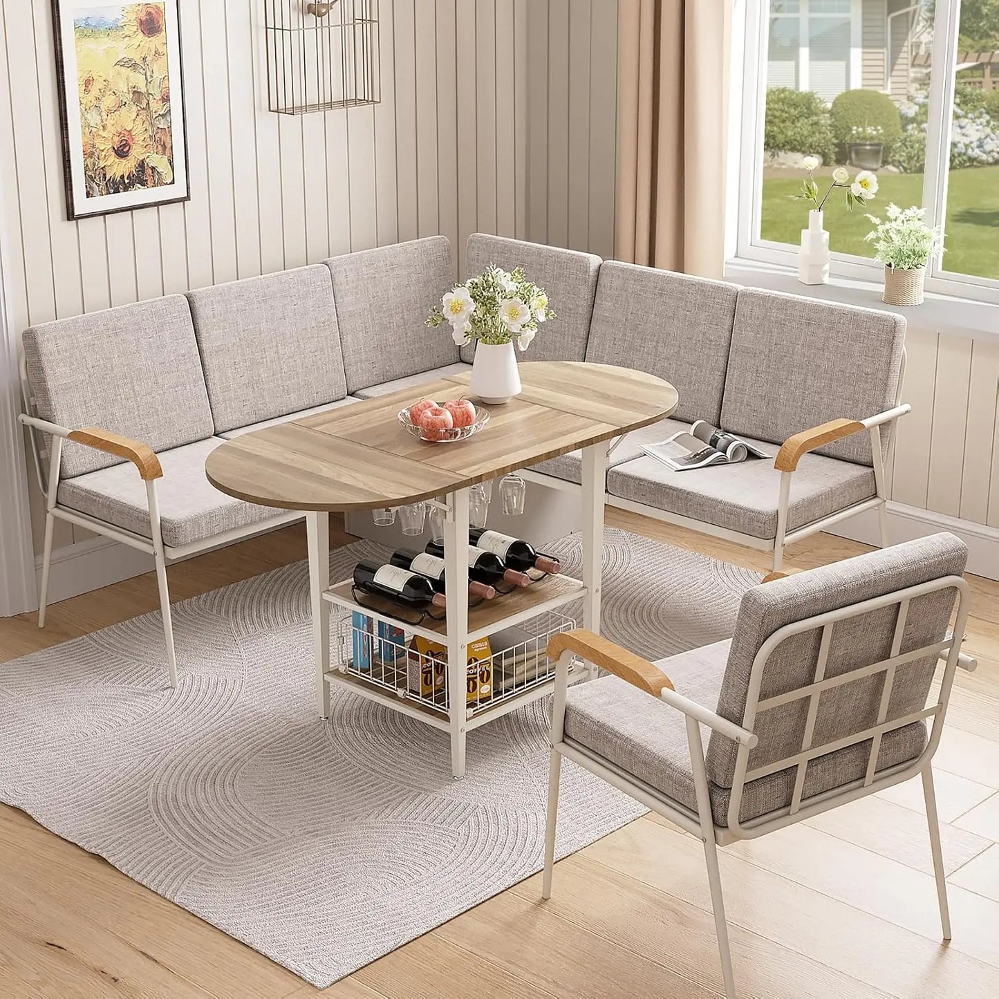 Corner Dining Set With Folding Table And Storage Bench 3 Piece
