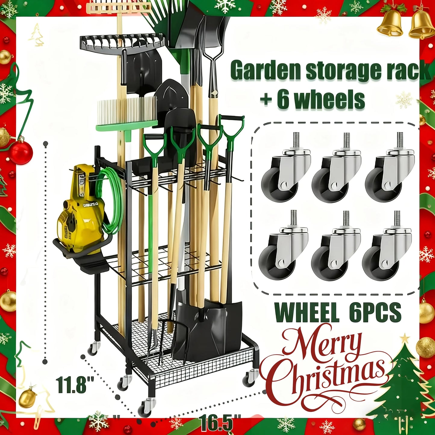 Garden Tool Rack Tower Heavy Duty Steel For Garage Shed