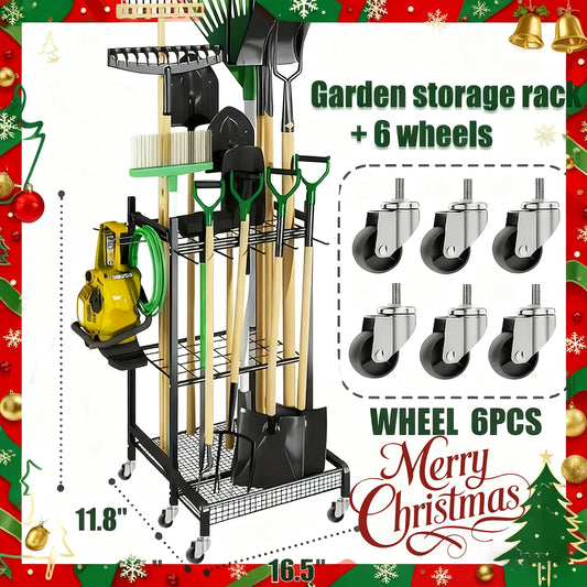 Garden Tool Rack Tower Heavy Duty Steel For Garage Shed