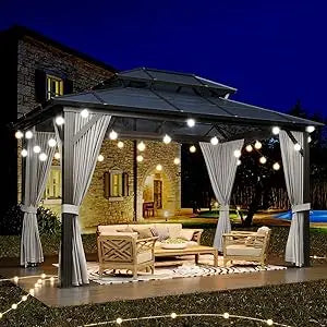 GAOMON Gazebo Hardtop Outdoor Patio Shelter Aluminum Frame