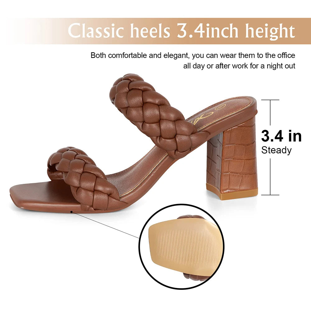 Elegant Women's Braided Strappy Sandals Open Toe Backless Mules