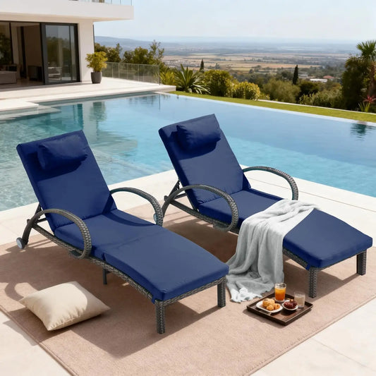 ZHENDAI Outdoor Pool Lounge Chairs With Adjustable Back