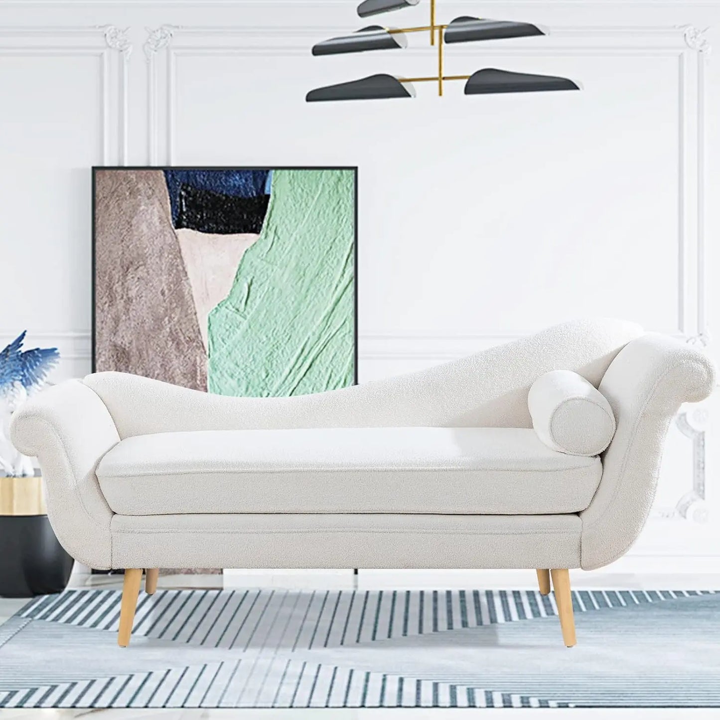 HUANZHUANG Velvet Chaise Lounge Indoor With Scroll Arms