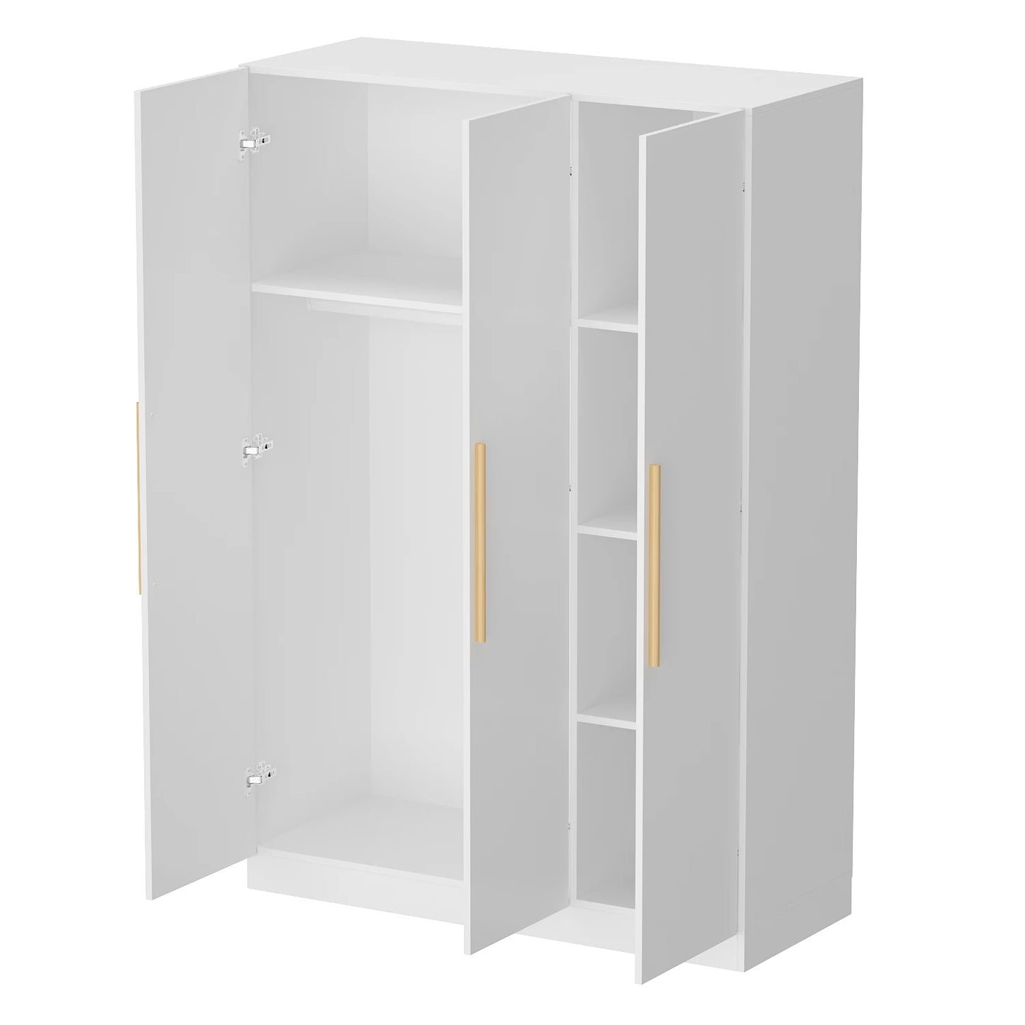 FUFU&GAGA 3-Door Armoire Wardrobe Easy-To-Assemble For Clothes Storage Shelves Rod